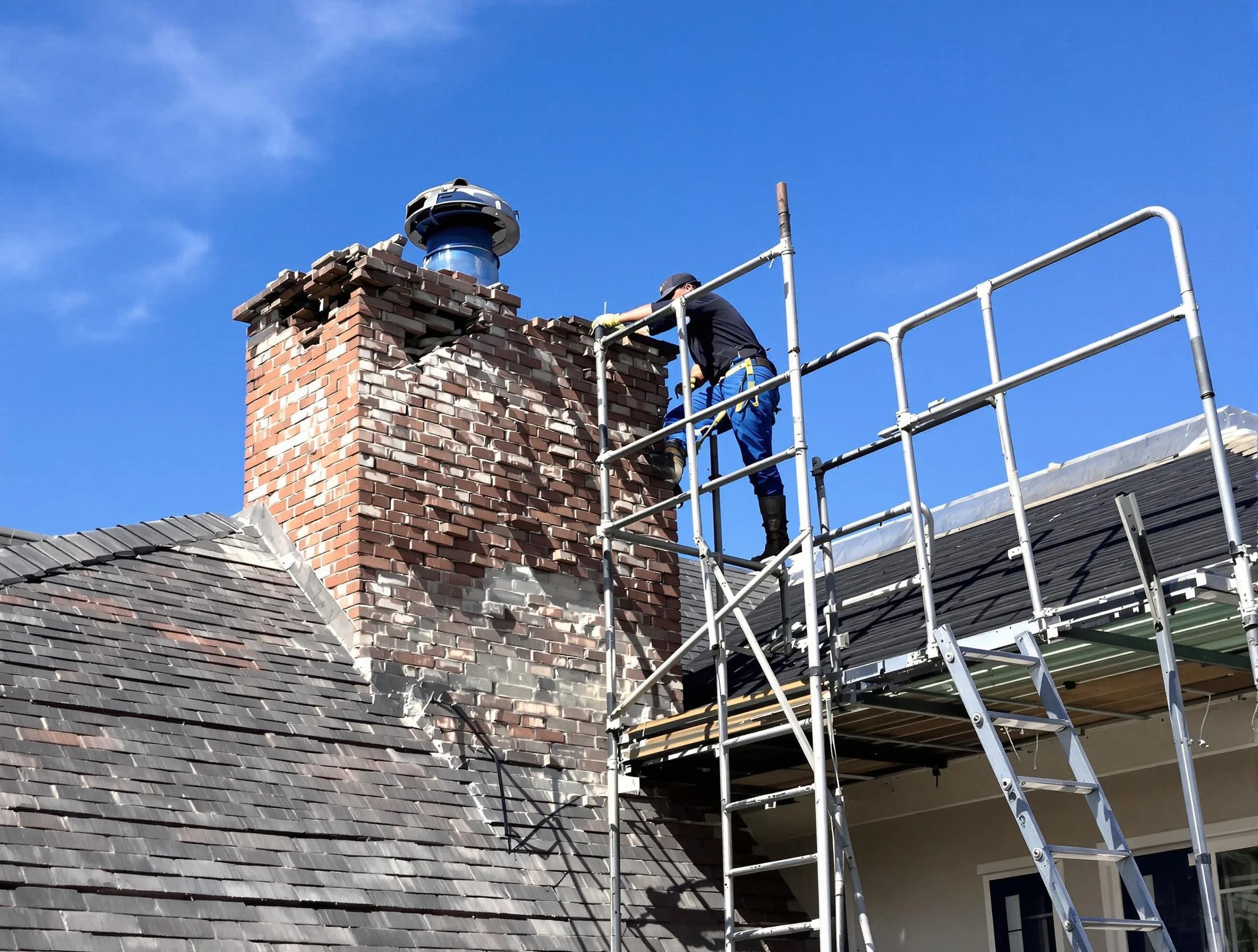 Rebuilding a chimney structure by Shackle Island Chimney Sweep in Shackle Island, TN