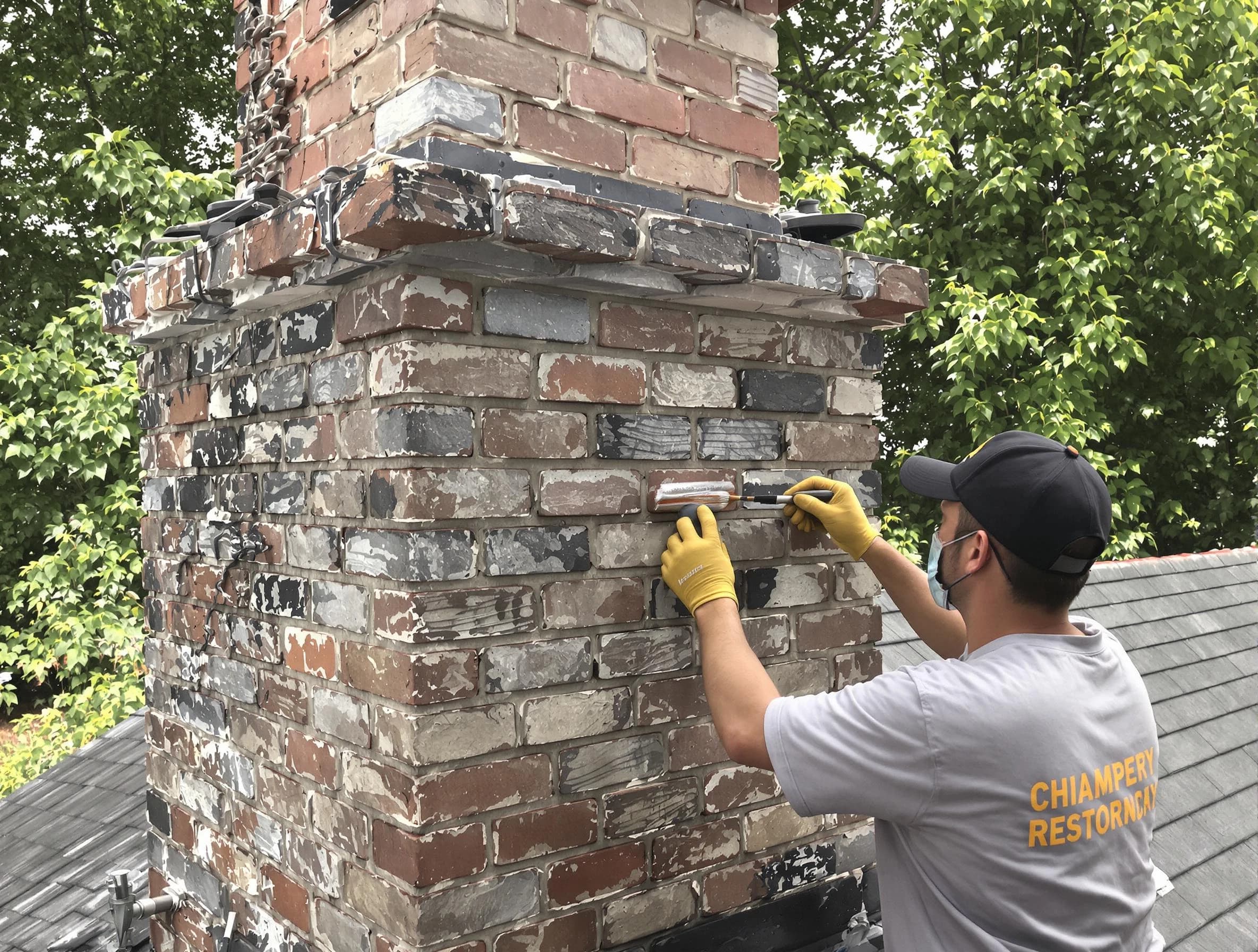 In-progress chimney restoration by Shackle Island Chimney Sweep in Shackle Island, TN
