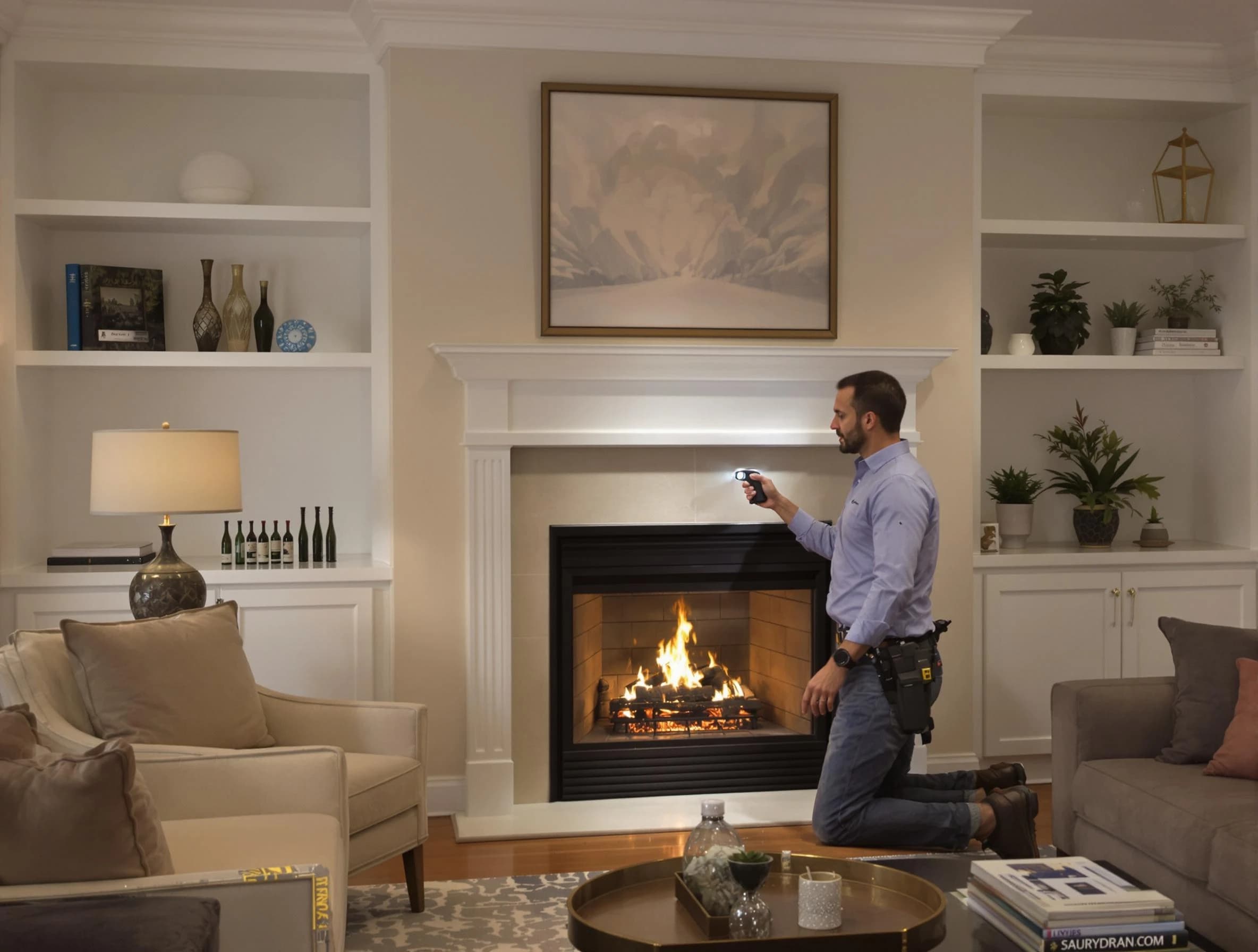 Shackle Island Chimney Sweep conducting a fireplace safety inspection in Shackle Island, TN