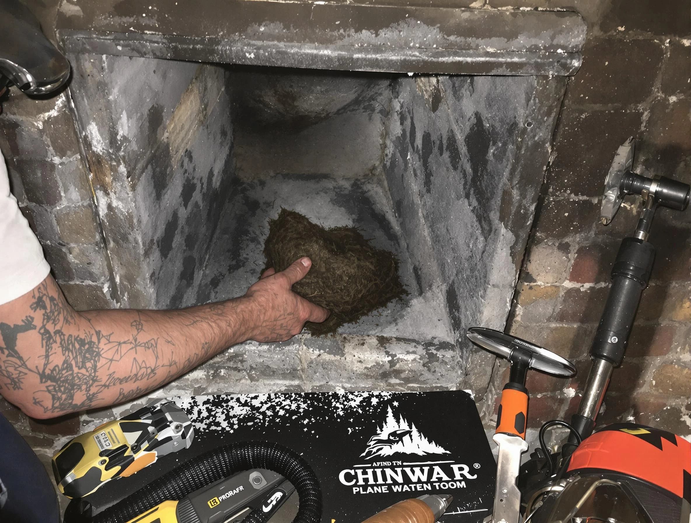 Shackle Island Chimney Sweep safely removing debris and screening chimney in Shackle Island, TN