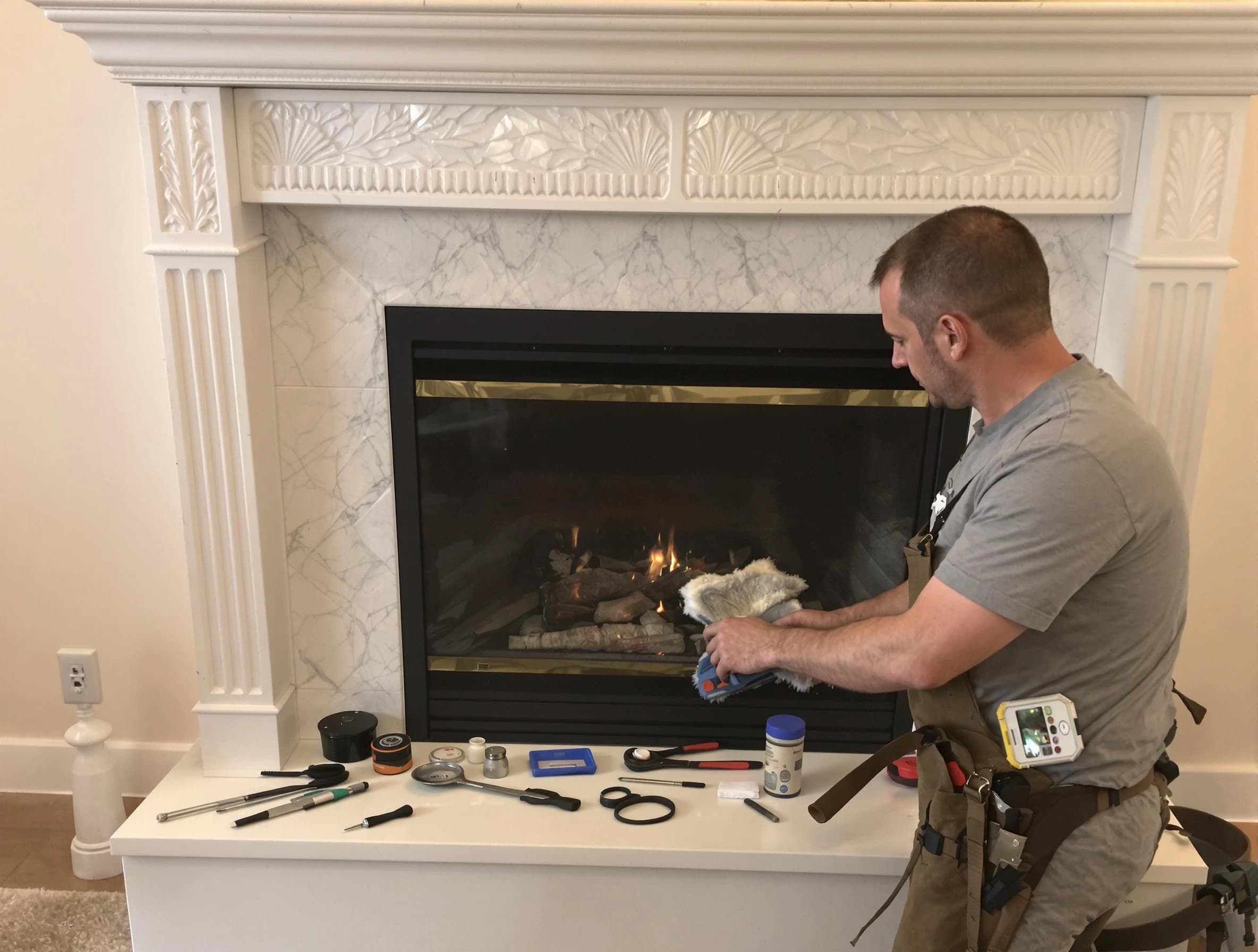 Shackle Island Chimney Sweep performing fireplace maintenance in Shackle Island, TN