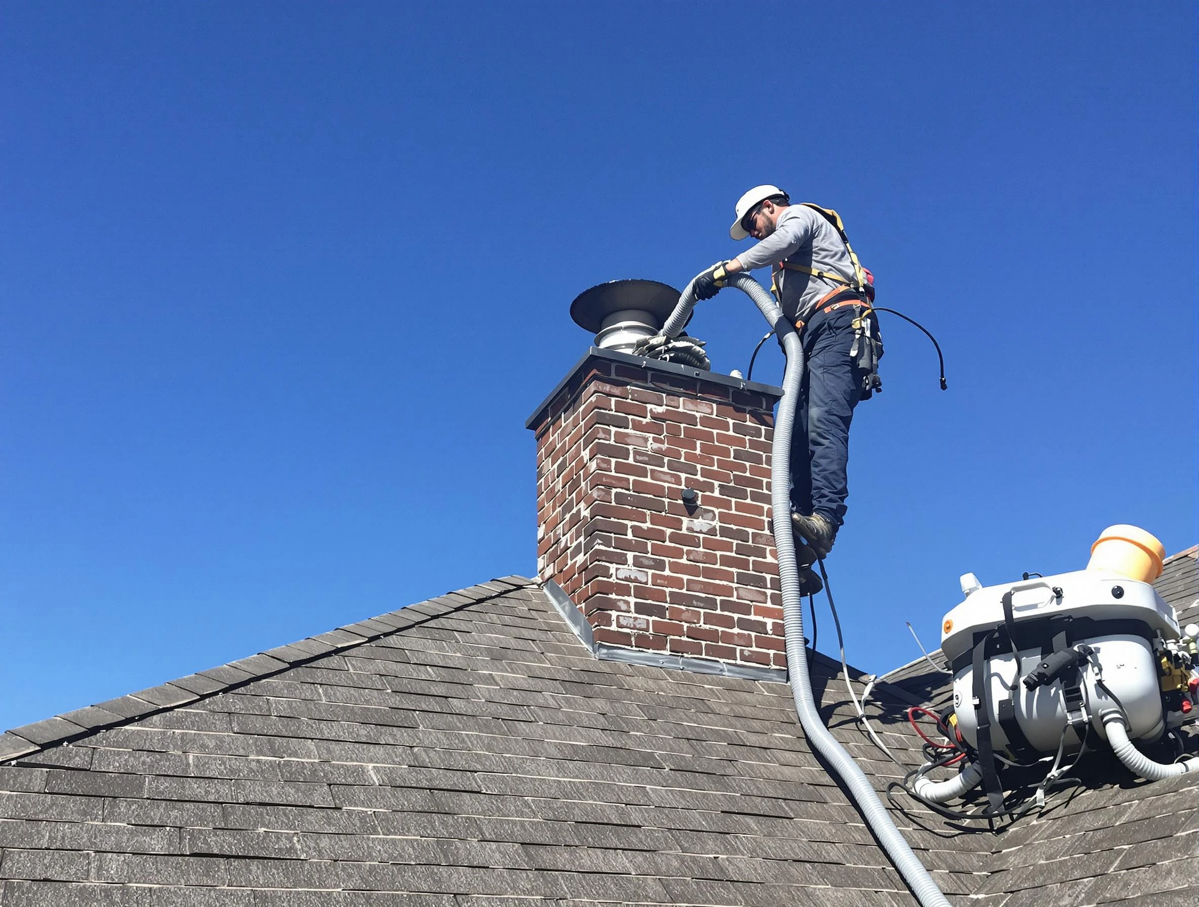 Dedicated Shackle Island Chimney Sweep team member cleaning a chimney in Shackle Island, TN