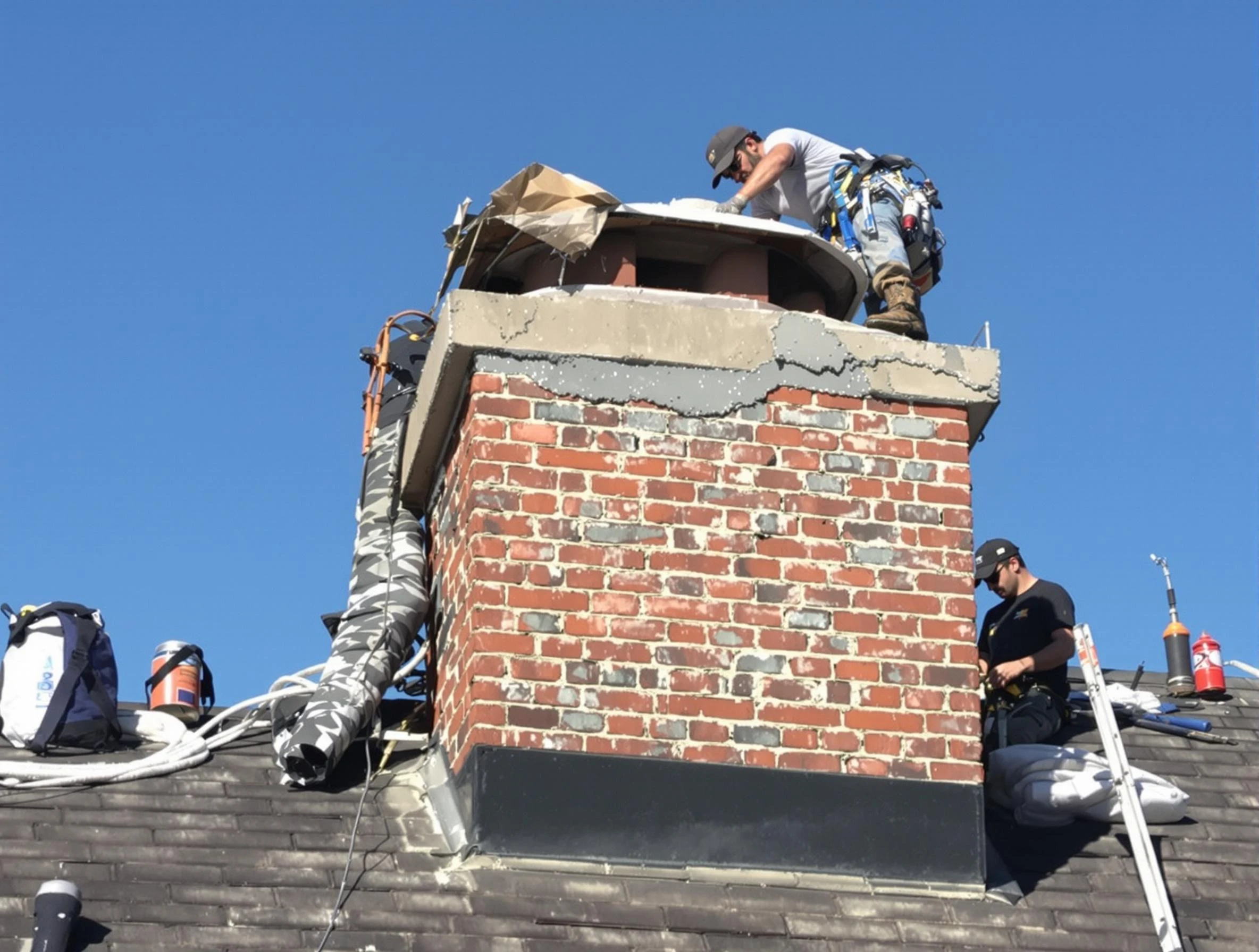 Shackle Island Chimney Sweep installing a custom chimney crown in Shackle Island, TN